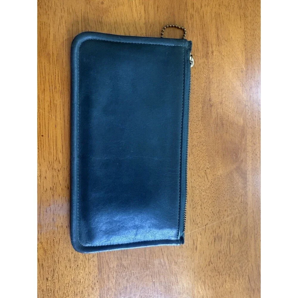 Vintage Coach Skinny Case Olive Green Leather, Cloth Striped Lining 7170 - Picture 8 of 8